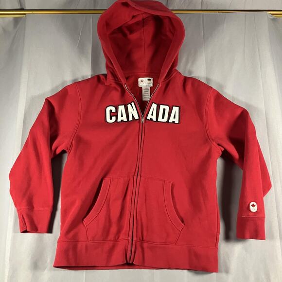 Other Other - Team Canada Olympic Boys Hoodie Full Zip Red 14/16‎ Hudson's Bay Fleece Applique